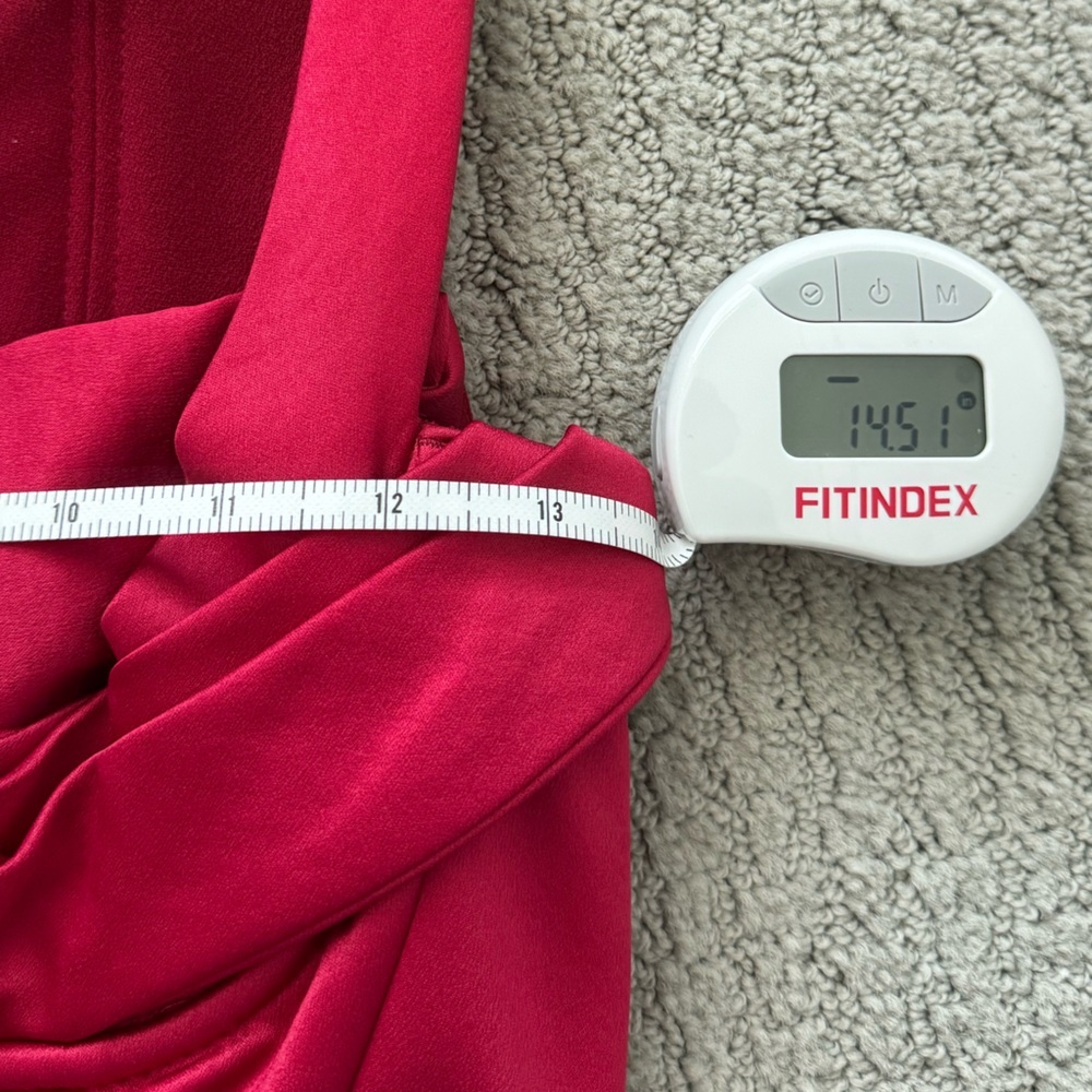 House of CB Charlotte Red Satin Midi Dress with Slit - Picture 10 of 10